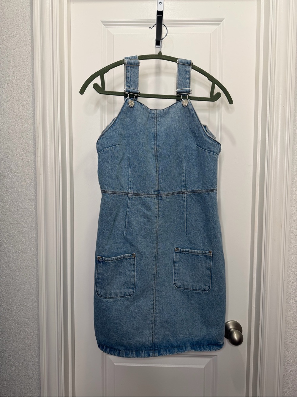 ASOS Design Denim‎ Overall Pinafore Mini Dress Light Wash Size 8